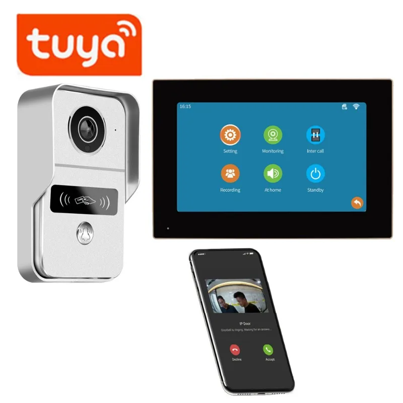 Smart Home Video Doorbell App - Tuya 1080P Wifi Wideodomofon z 7/10-calowym