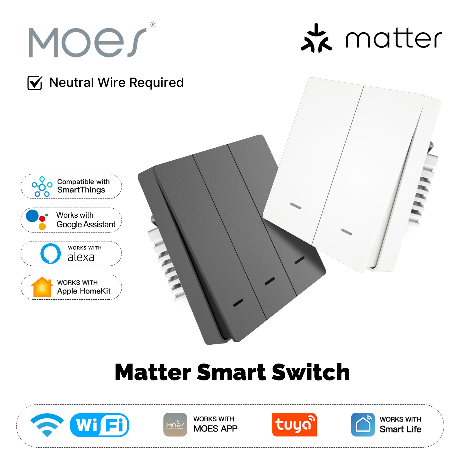 Smart Home Ikea - MOES Matter Tuya WiFi inteligentny przełącznik