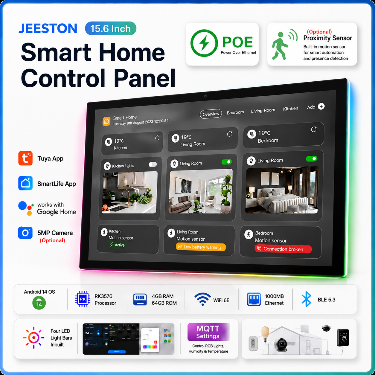 Smart Home Mqtt - 15,6-calowy panel dotykowy do sterowania inteligentnym