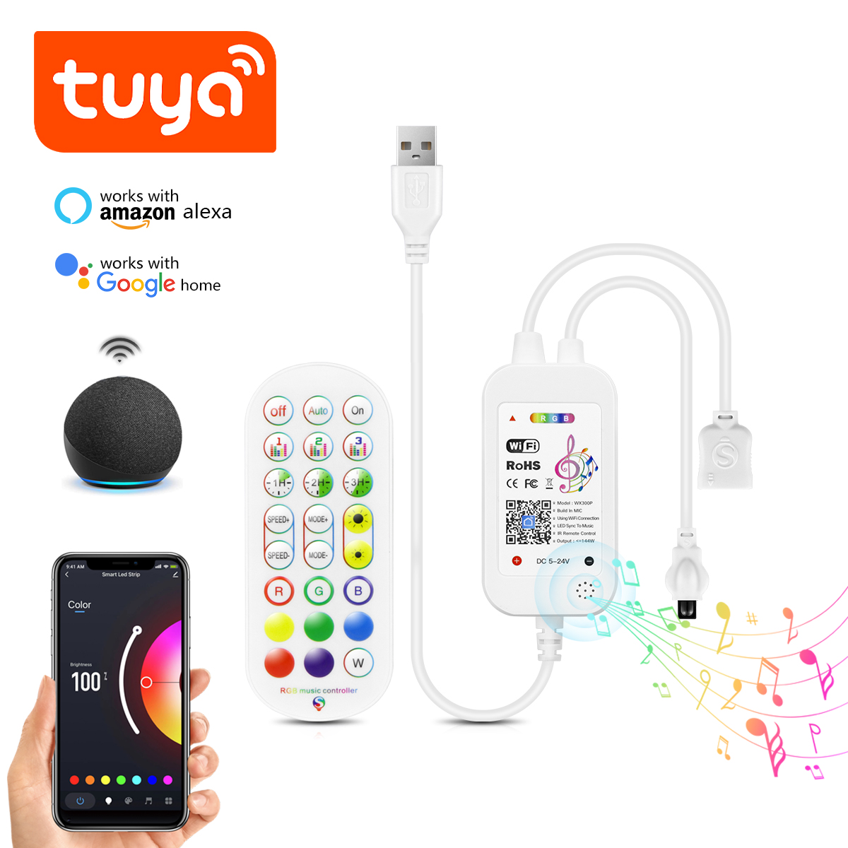 DC5V Tuya APP Wifi LED RGB Con – Alexa Compatible Bulb recenzja i cena