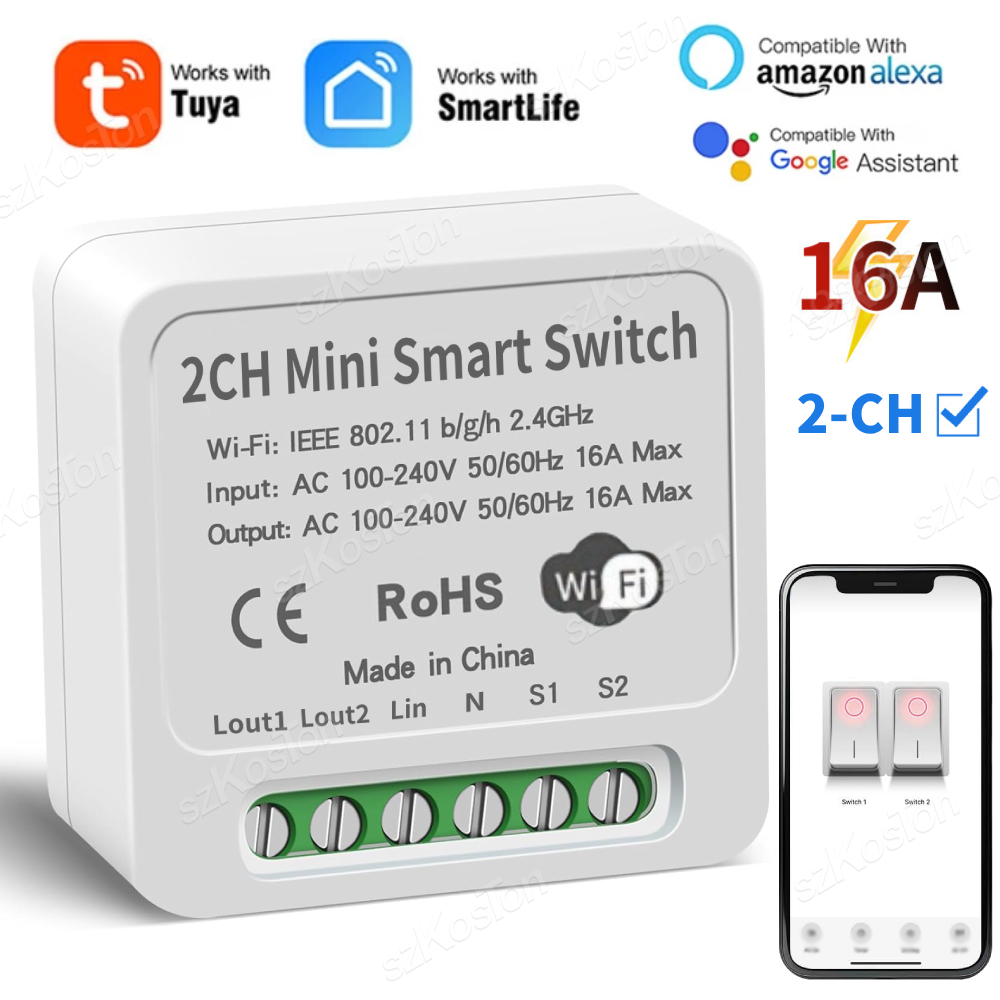 16A Tuya WiFi Smart Switch Mod – Smart Home Lighting Control recenzja i cena